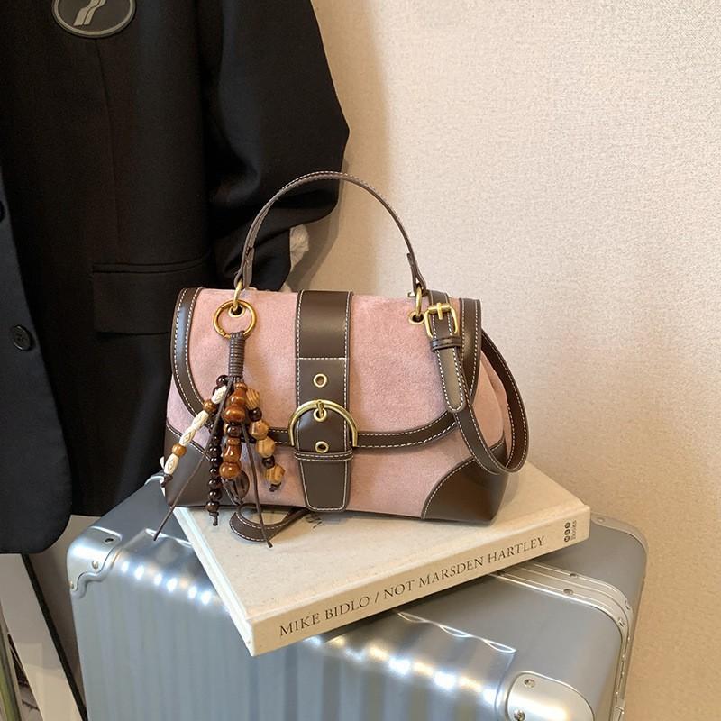 

Retro Small Bag Women s Fashionable Contrasting Color All-matching Cross-body Super Hot Handbag Carry 26.5x10.5x18 single package рожевий