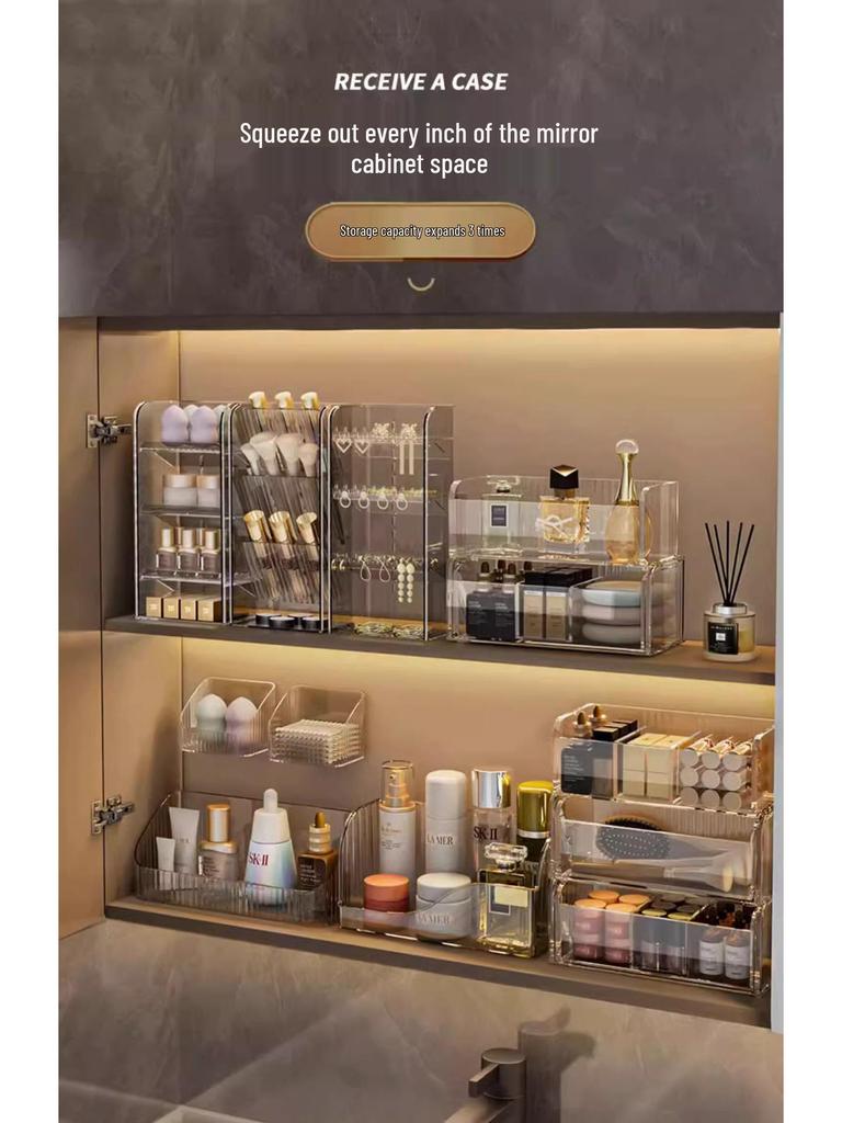 Mirror Cabinet with Interior Dividers for Bathroom Vanity and Cosmetic Storage