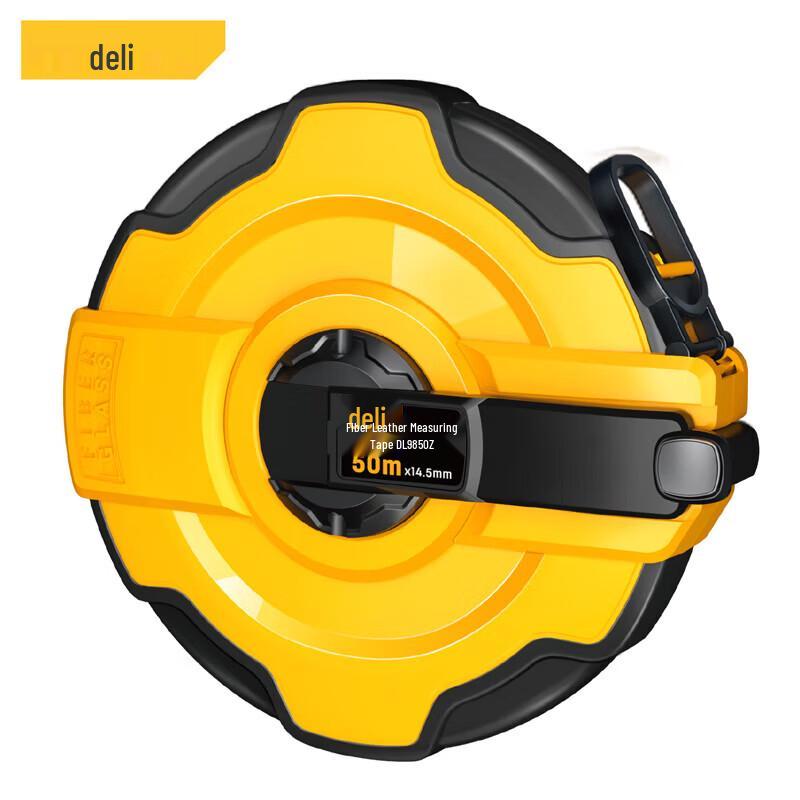 Deli 50m Rubber-Coated Fiber Tape Measure