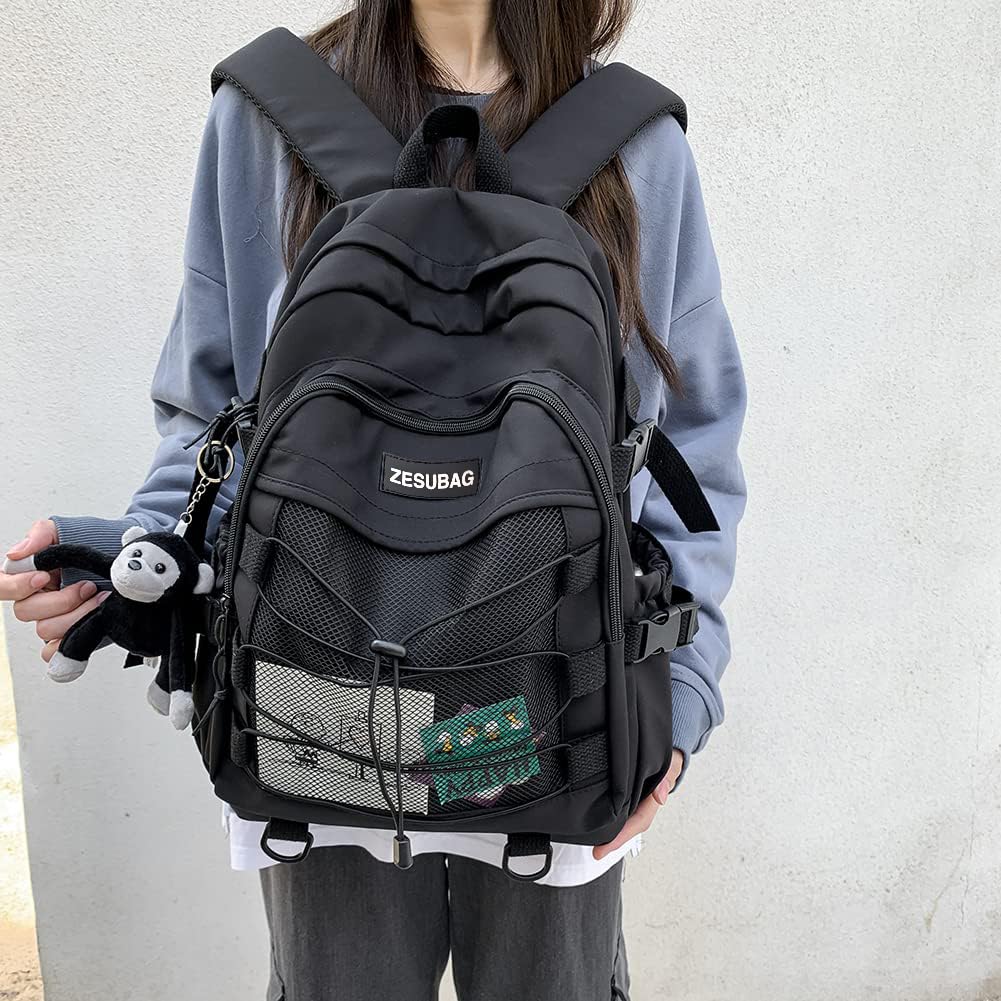 ZESU Korean Backpack for Large Town Popular for and High School Black Women, Capacity, Backpack, Women, Commuting, School, Students, Unisex, Student,