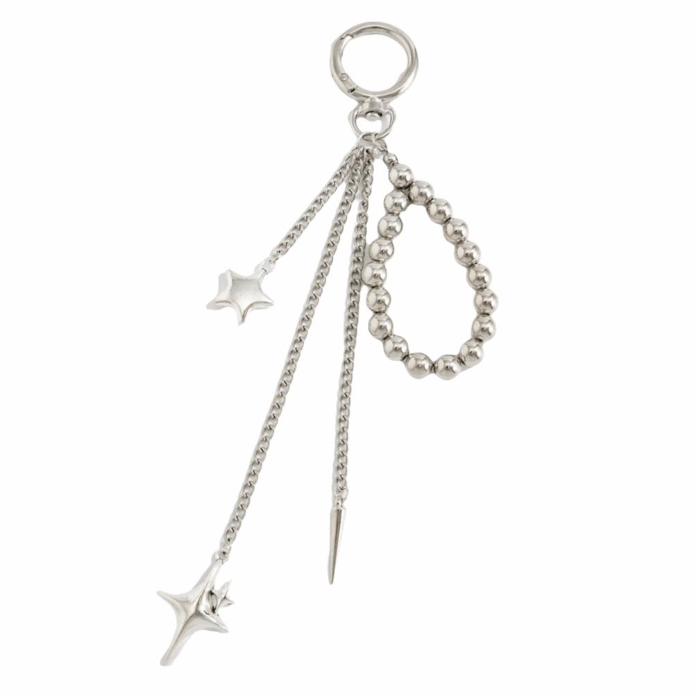 Star Rivet Pearl Beadeds Keychain Metal Peach Heart Key Ring Fashion Chain Bag Pendant  Decoration