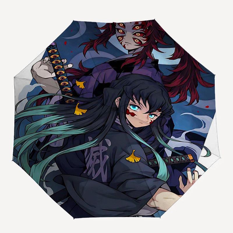 1pc Demon Slayer: Tanjiro Kamado & Nezuko Masked - Outdoor Umbrella | Automatic Opening/Closing | Portable 3-Fold Design | 8-Rib Iron Frame | Festival