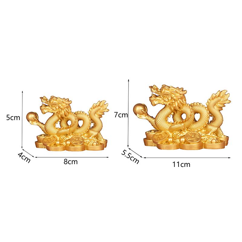 Auspicious Resin Golden Dragon Ornament For Living Room Office Wine Cabinet Craft Feng Shui Decoration