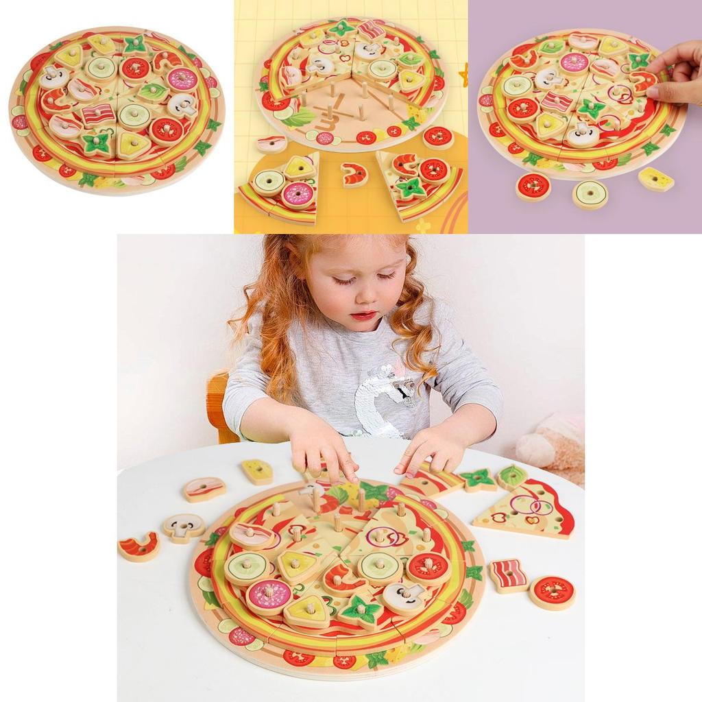 Wooden Simulation Single And Multi Layer Vegetable And Fruit Pizza Children Toy For Imaginative Play And Parentchild Interaction