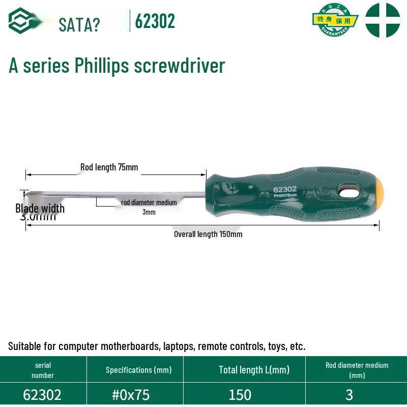 SATA 62303 Phillips Magnetic Screwdriver, 62304 Torx Screwdriver, A Series 62302