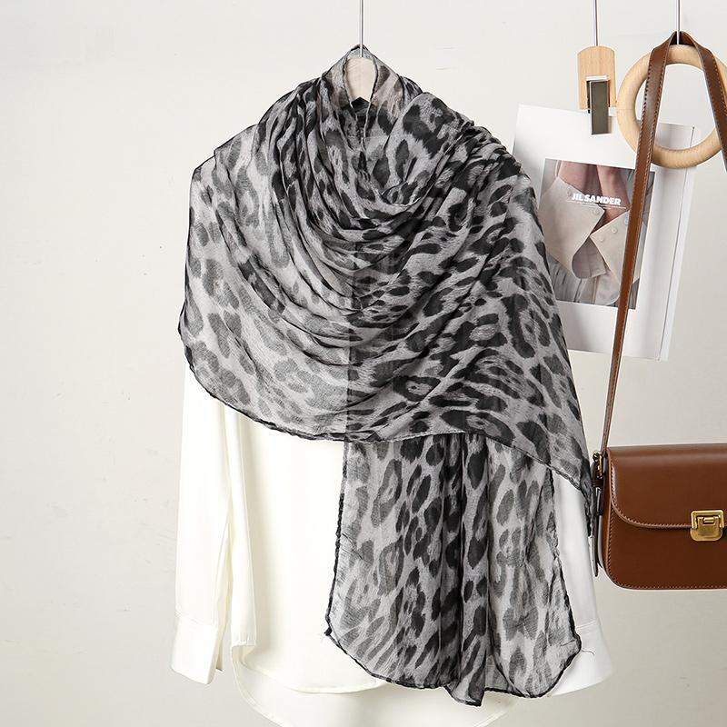 Fashion Leopard Print Scarf Woman Shawl Muslim Hijabs Ladies Long Wrap Stoles Cape Ethnic Islim Turban Femme Scarves Headscarf
