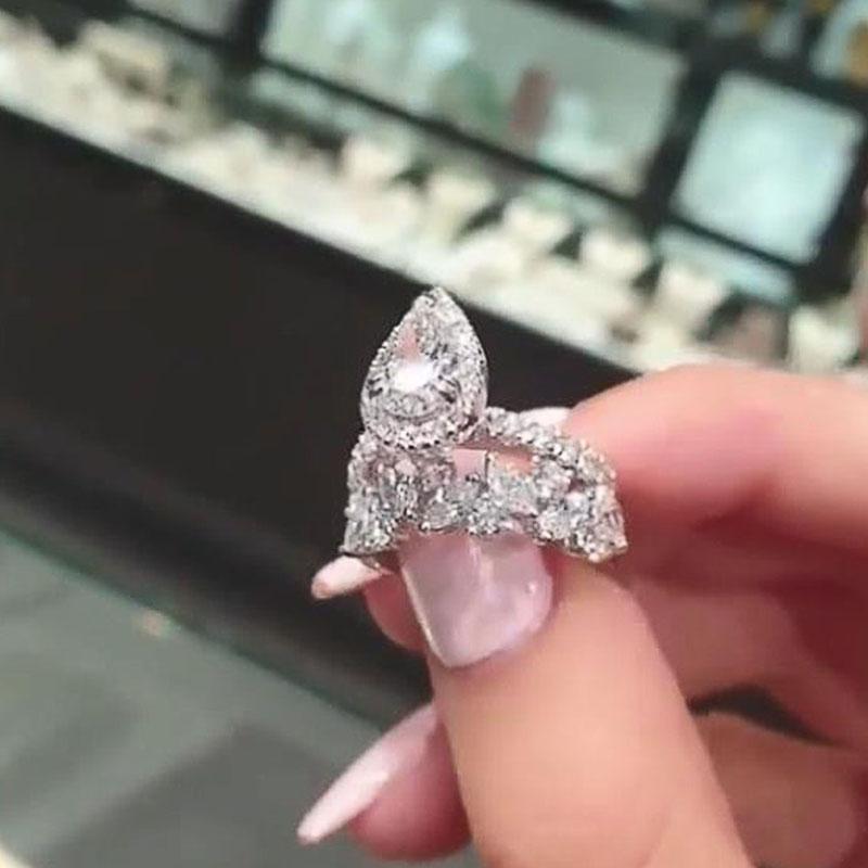 Set Nuntă Mireasă de Lux Inele Duble Stivuibile Bijuterii de Modă Minunate de Bună Calitate Cadou Accesorii Trendy Delicate