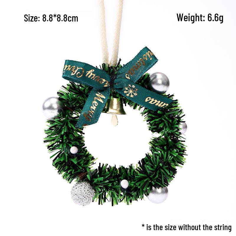 Mini Christmas Wreath Hanging Bell: Festive Car, Tree, and Window Decoration Pendant