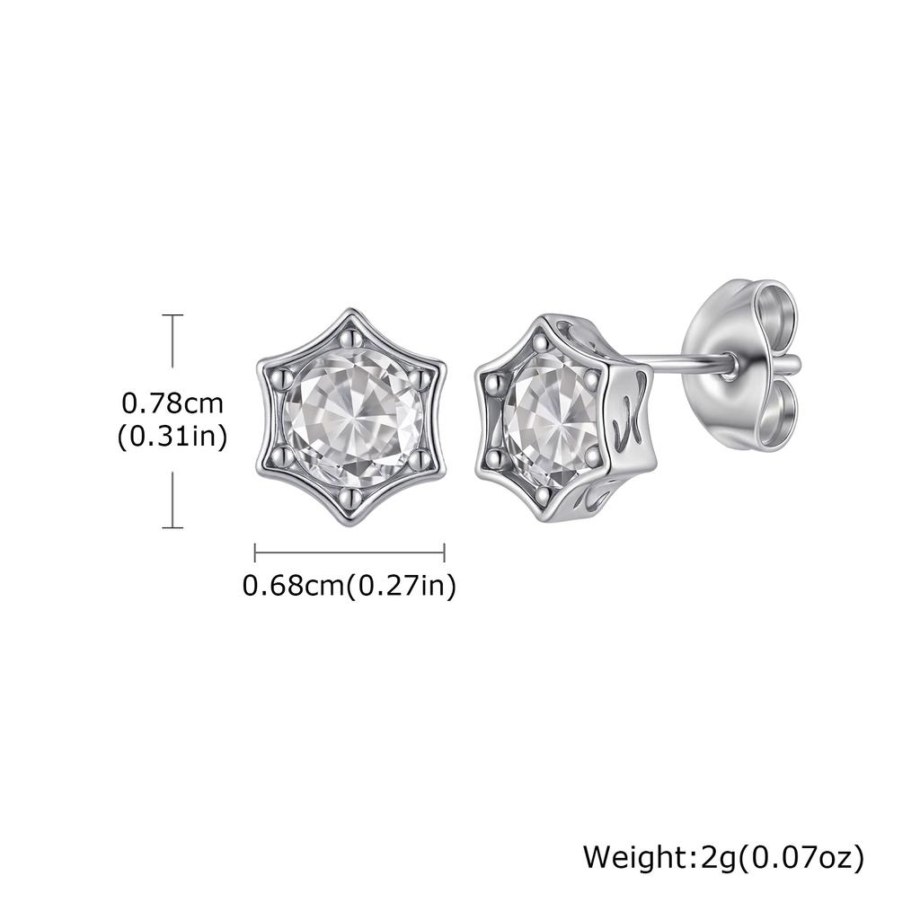 Hip Hop Star Stud Earrings for Men Women,Silver Color Zircon Star Tiny Stud Earrings,Minimalist Ear Hole Care Accessories Gifts