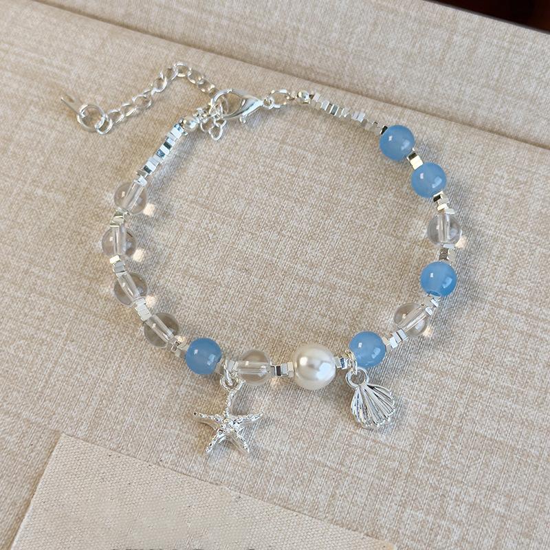 

Оптимизированный кристально-черный желчный камень жемчуг стеклянная бусина любовь морская звезда ракушка подвеска браслет простая мода универсальные украшения