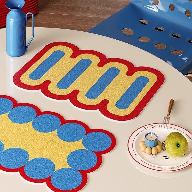 Vikama Colorful Irregular Wave Dish Drying Mat Waterproof Non Slip Quick Absorbent Coffee Table Kitchen Draining Pad