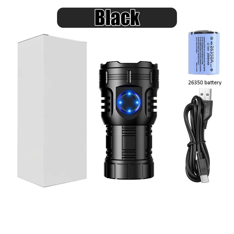 High Bright 8 LED Flashlight Aluminum Alloy Tactical Flashlight 26350 Battery Type-C Rechargeable Magnet Emergency Lantern