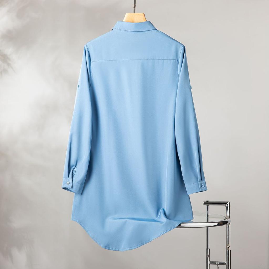 Leisure Shirt Women Button Down Long Sleeve Blouse Tops Spring Fall Solid Ladies Slim Long Basic Shirts