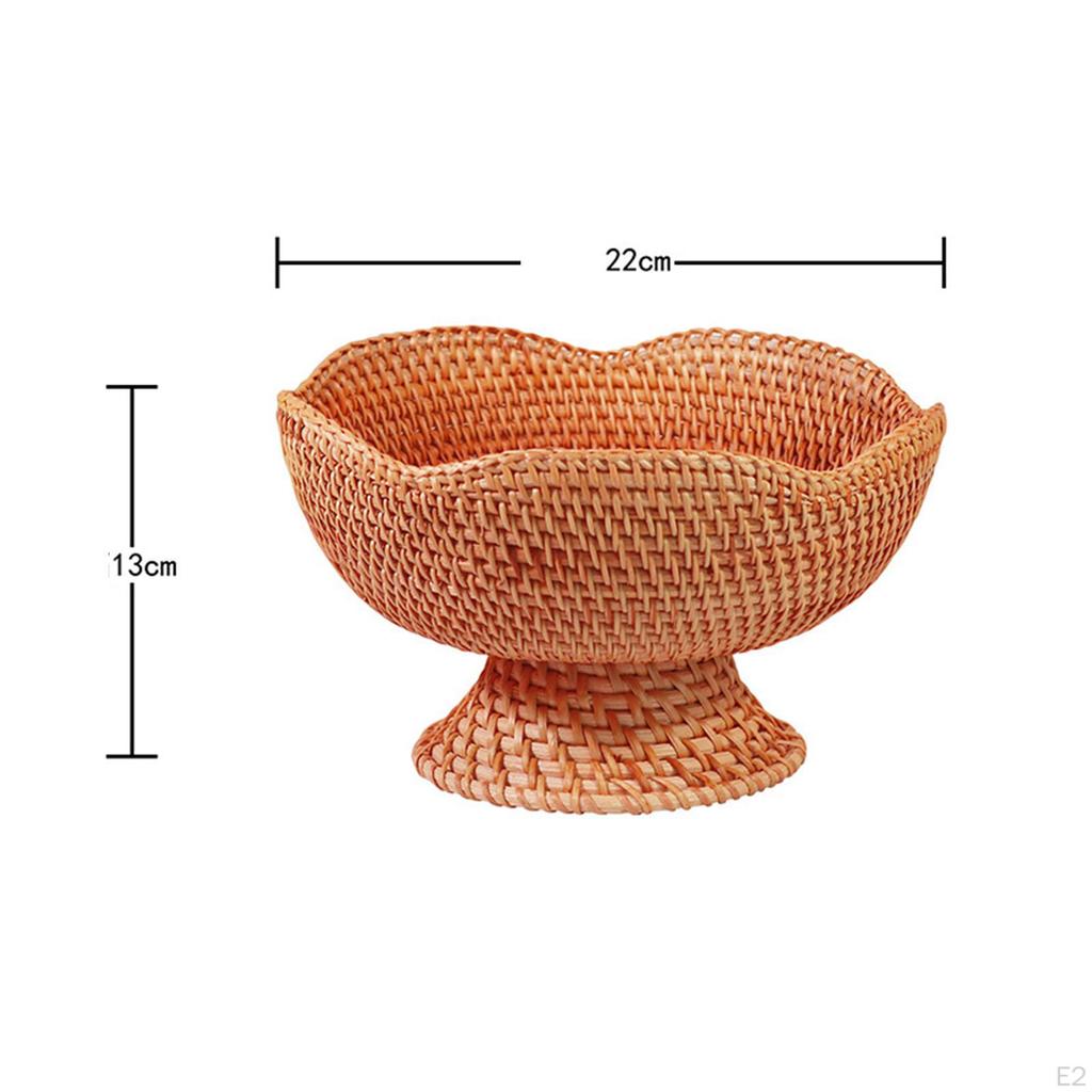 Rattan Basket Fruit Bowl Decoration Food Bread Storage Tray for Kitchen