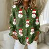 Women's Casual Christmas Print Long Sleeve Cardigan Top for Holiday Festive Wear
