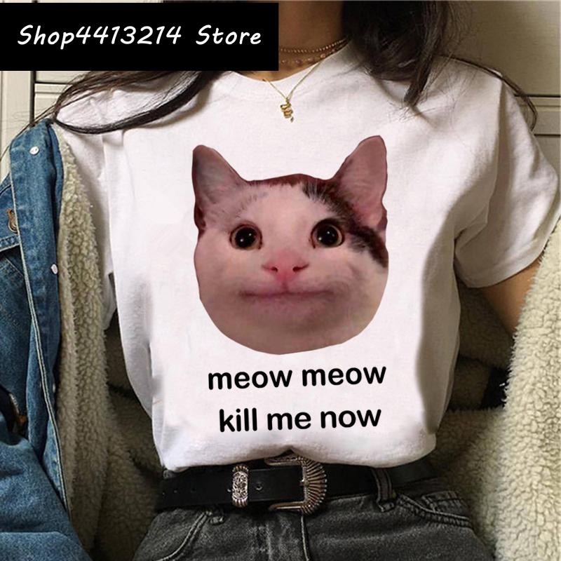 Cat Harajuku Funny Cartoon T Shirt Women Cute Anime Ullzang Tshirt Grunge Kawaii S Fashion Tshirt Korean Style Top Tee Female