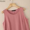 ZANZEA Women Casual Round Neck Summer Sleeveless Dress