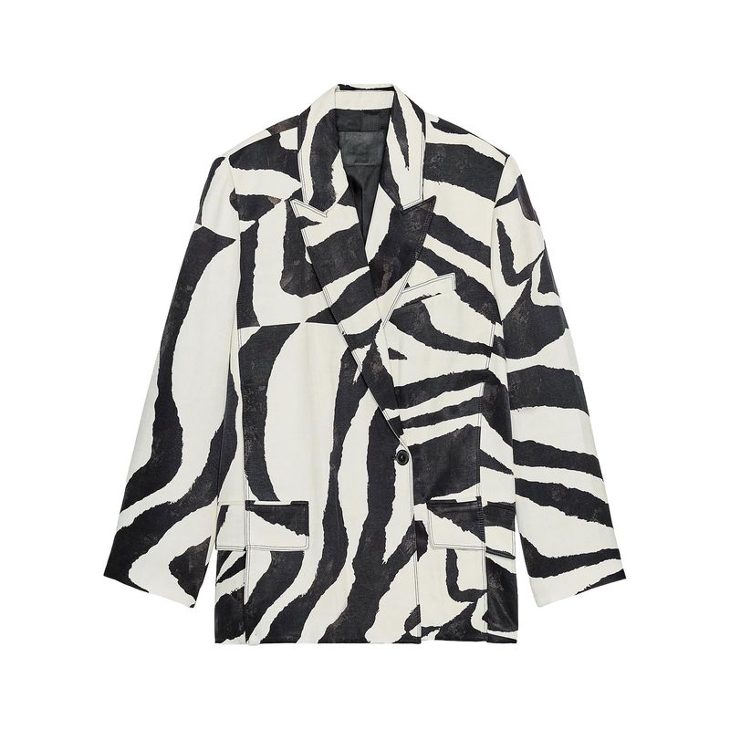 Zaprha 2025 Autumn New Unique Animal Pattern Print Loose Blazer Outerwear Women 8436051