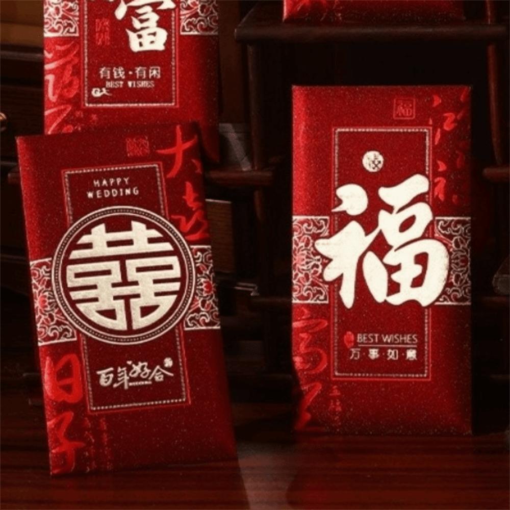 6pcs Thickened Red Envelopes Hot Stamping Lucky Bags Hongbao Money Gift Envelopes  Wedding Ceremony