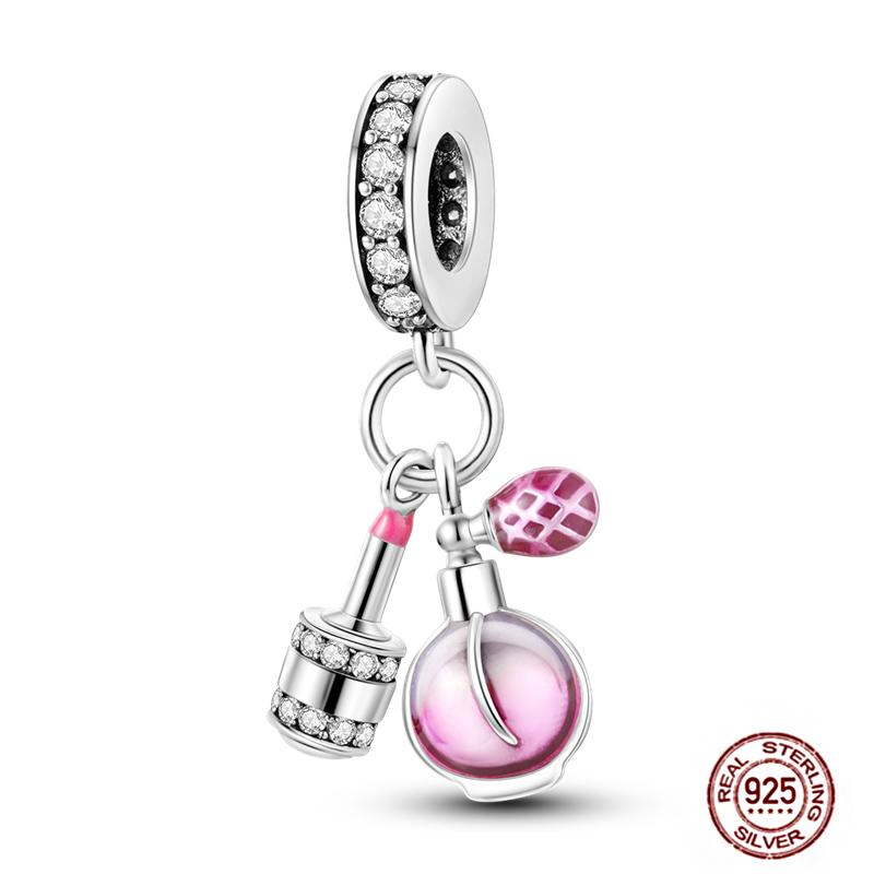 Pink Purple Series Charms Copper Murano Glass Butterfly Animal Paw Print Clasp Charm Beads Fit Original Bracelet Diy Jewelry