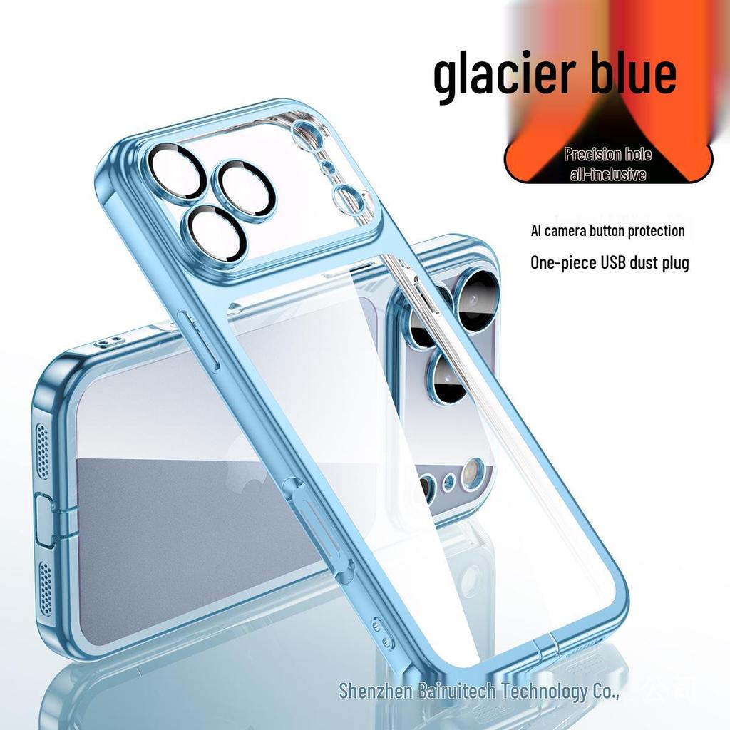 Carcasă Transparentă din TPU Galvanizat cu Folie pentru Cameră și Dop de Praf pentru iPhone 17 Pro Max