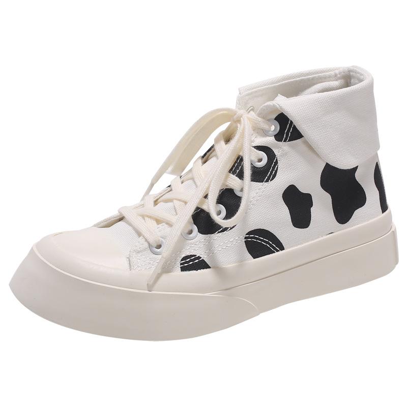 Zapatillas blancas con estampado de vaca Zapatos de lona top para mujer  comprar a buen precio — entrega gratuita, reseñas reales con fotos — Joom