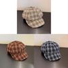 Vintage Plaid Octagonal Hat For Women With Sun Protection And Breathability For Spring And Autumn Fashion