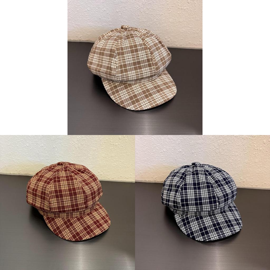 Vintage Plaid Octagonal Hat For Women With Sun Protection And Breathability For Spring And Autumn Fashion