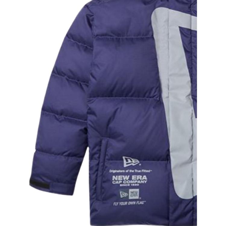 New Era Oversized Logo Print Quilted Loose Fit Zipper Down Jacket Unisex Outerwear Purple 12877421