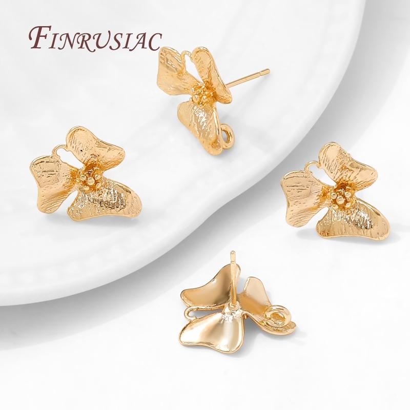 18K Gold Plated Brass Earring Studs Base Pins,DIY Earrings Making Accessories