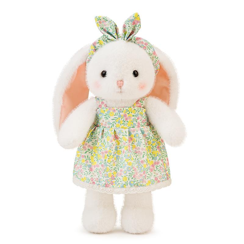 

Hug Baby Colorful Rabbit Floral Skirt with Hairband Little White Rabbit Doll Doll Comfort Girl Sleeping Rabbit 35cm 0.18kg