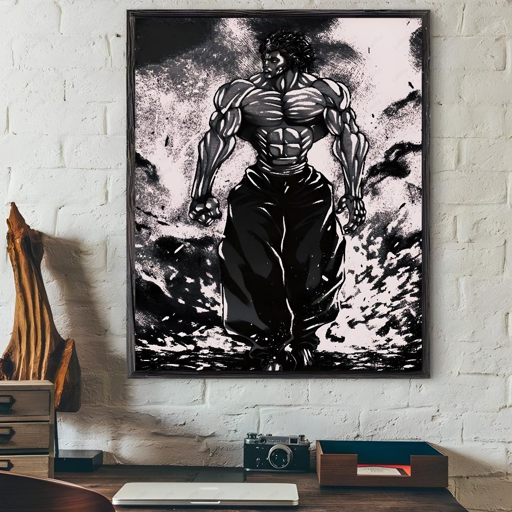 B-BakiES Muscle Man Japan Anime Poster Sticky Wall Art Printing Waterproof Home Living Bed Room Bar Hallway Aesthetic Decor