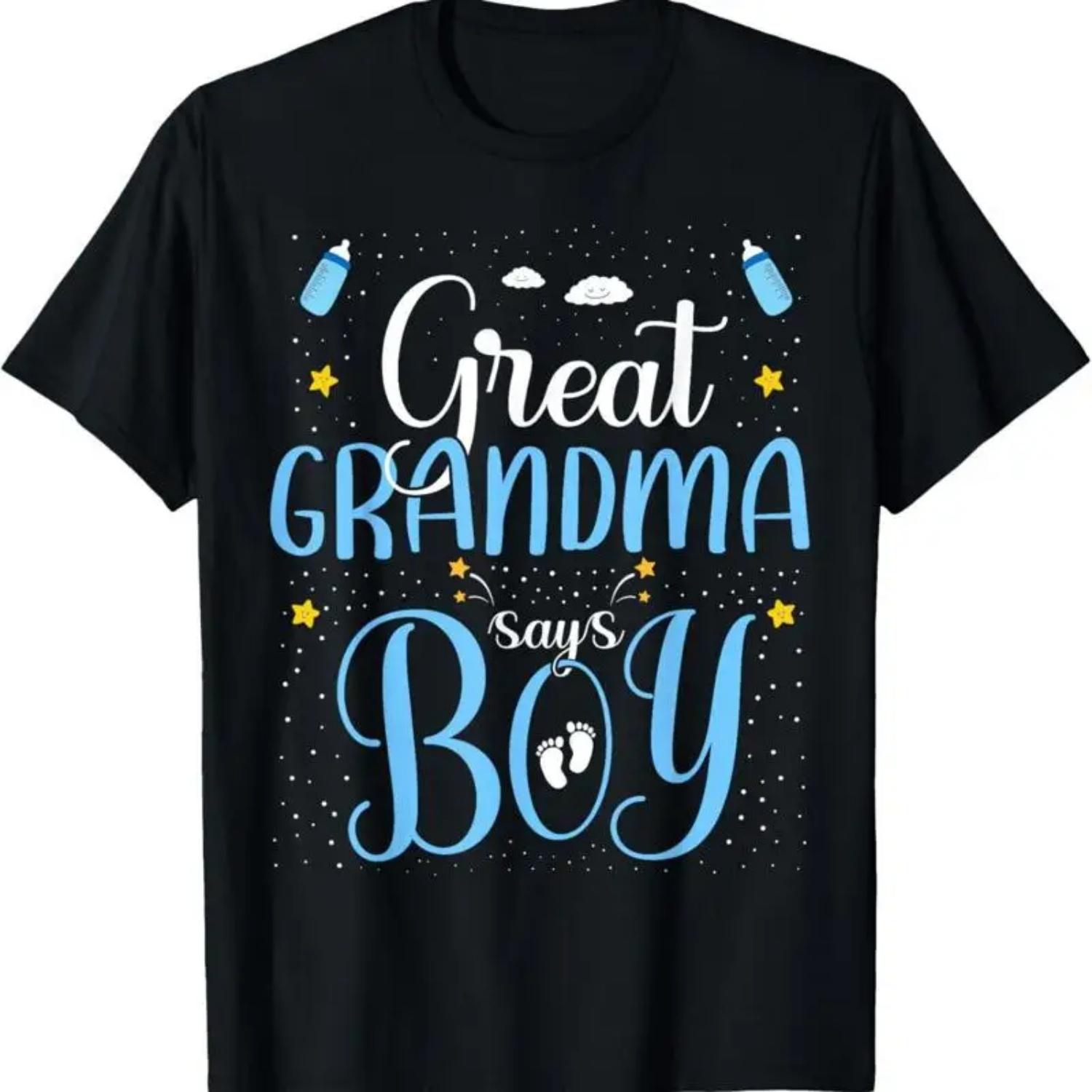 Gender Baby Reveal Great Grandma Says Boy Matching Family T Shirt S чёрный