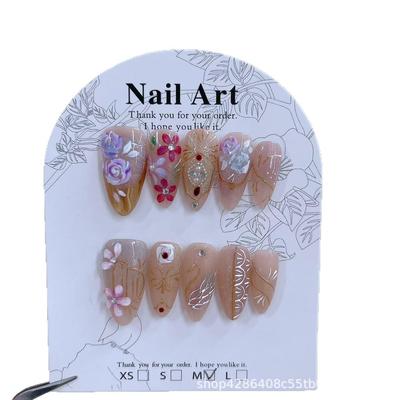 Handbemalte Schwan 3D Relief Medium Mandelrosa Wiederverwendbare Nail Art Aufkleber
