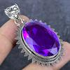 Natural Amethyst Gemstone 925 Sterling Silver Jewelry Pendant 2.21" Q7I06