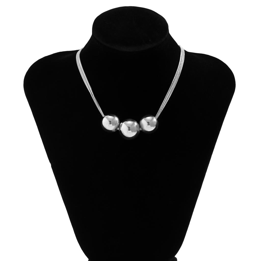 Accessories, exaggerated punk multi-layer chain stacked necklaces, geometric ball personalized niche necklaces