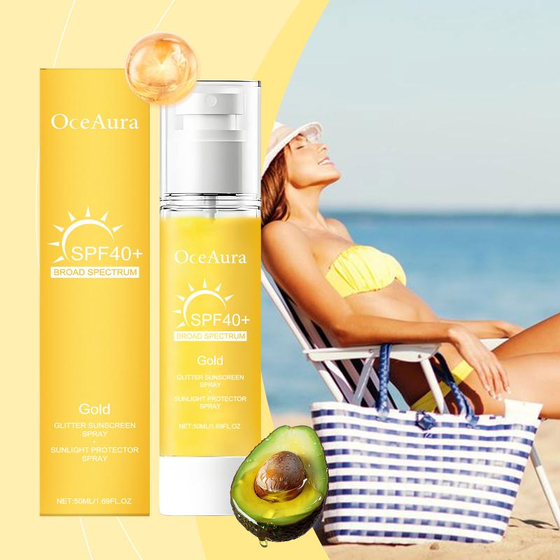 Sparkling Shimmer Body Protection Spray Hydrating Glitter Moisturizing Outdoor Skin Care for Summer Beach Use