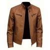 New men's PU leather jacket stand-up collar locomotive jacket slim-fitting trendy leather jacket jacket