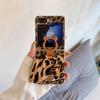 Leopard Print Bow Ring Is Suitable for Samsung ZFlip6 Mobile Phone Case Zflip5 Folding Screen Anti-drop Protective Case.