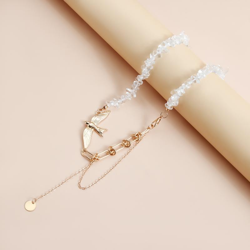 Elegant Irregular Tassel Chain Swallow Pendant Necklace For Women Vintage Creative Chocker Necklace Wedding Jewelry