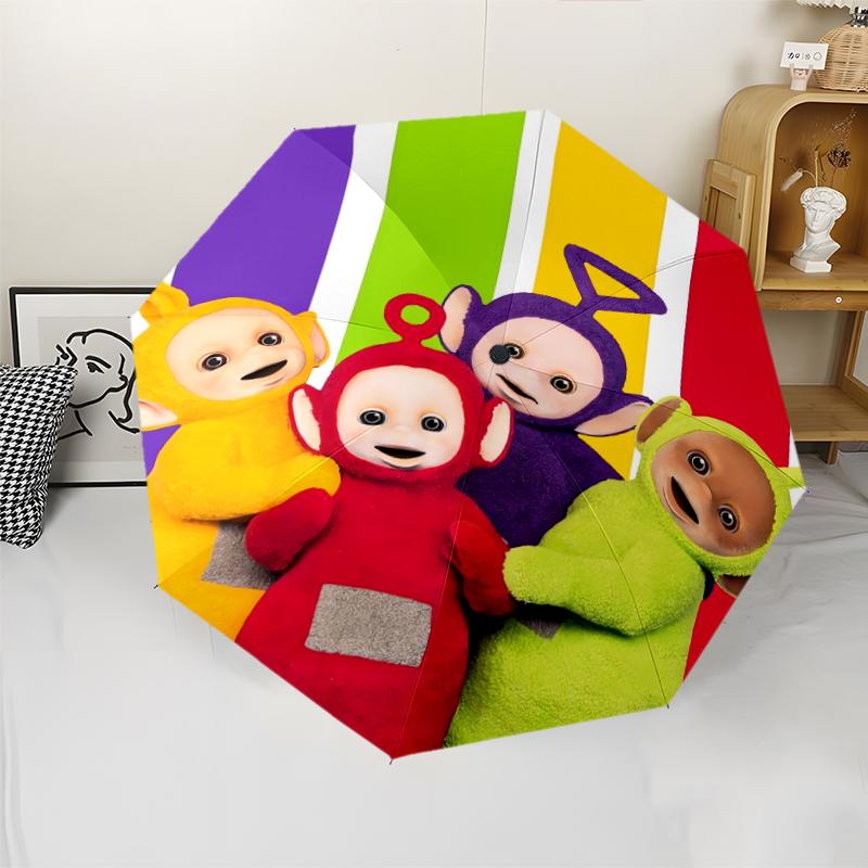 Teletubbies Theme Automatic Umbrella, Lightweight & Portable, 8 Rib, Perfect for Outdoor Travel, Birthdays, Christmas, Gifts.