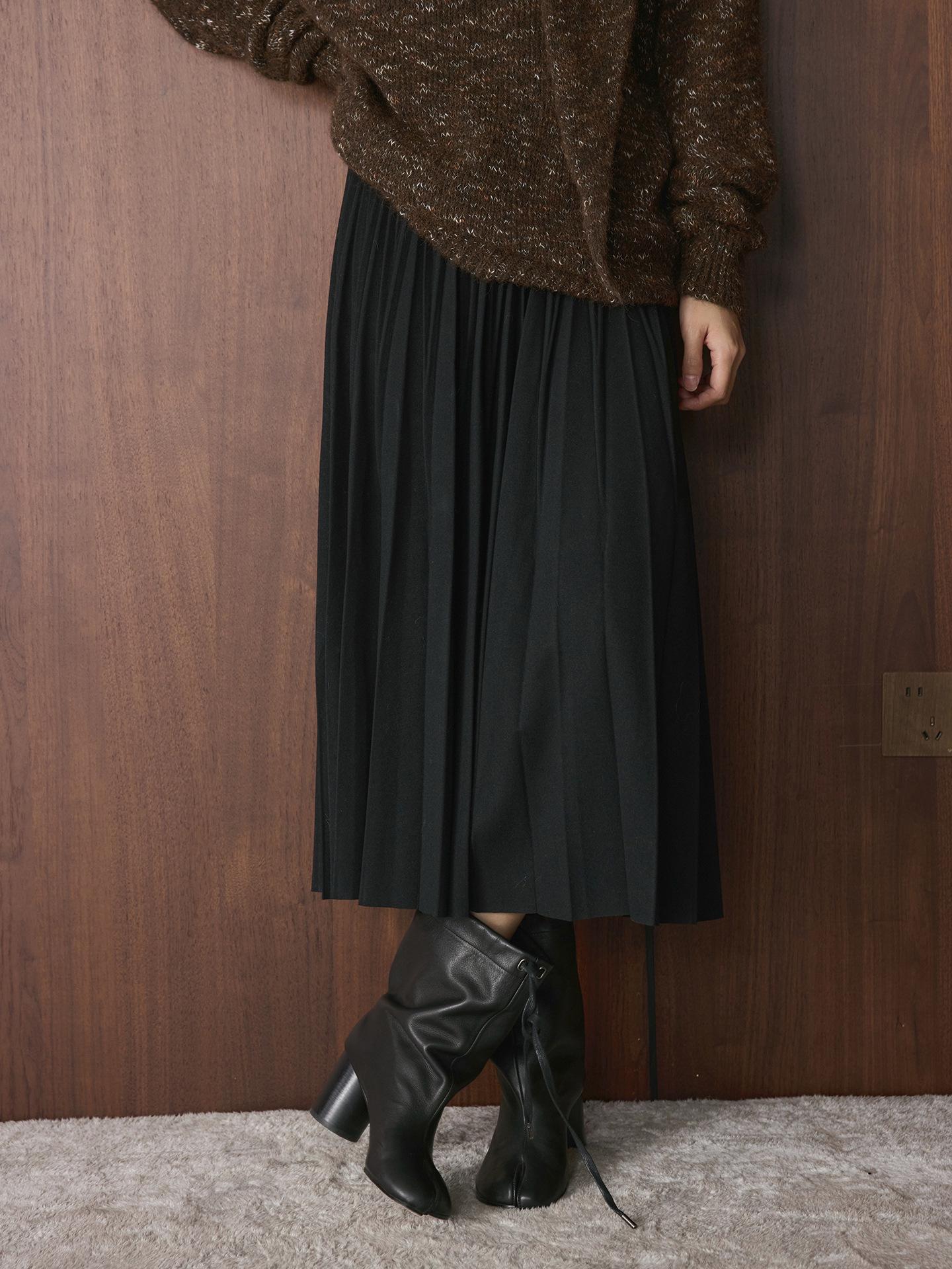 Xu Man Winter Korean Retro High-Waist Pleated A-Line Long Skirt for Women One Size чёрный