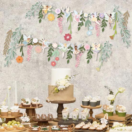 Yousheng DIY Spring Flower Banner Handmade Paper Fairy Leaves Floral Hanging Garland Wedding Baby Shower Birthday Party Backdrop