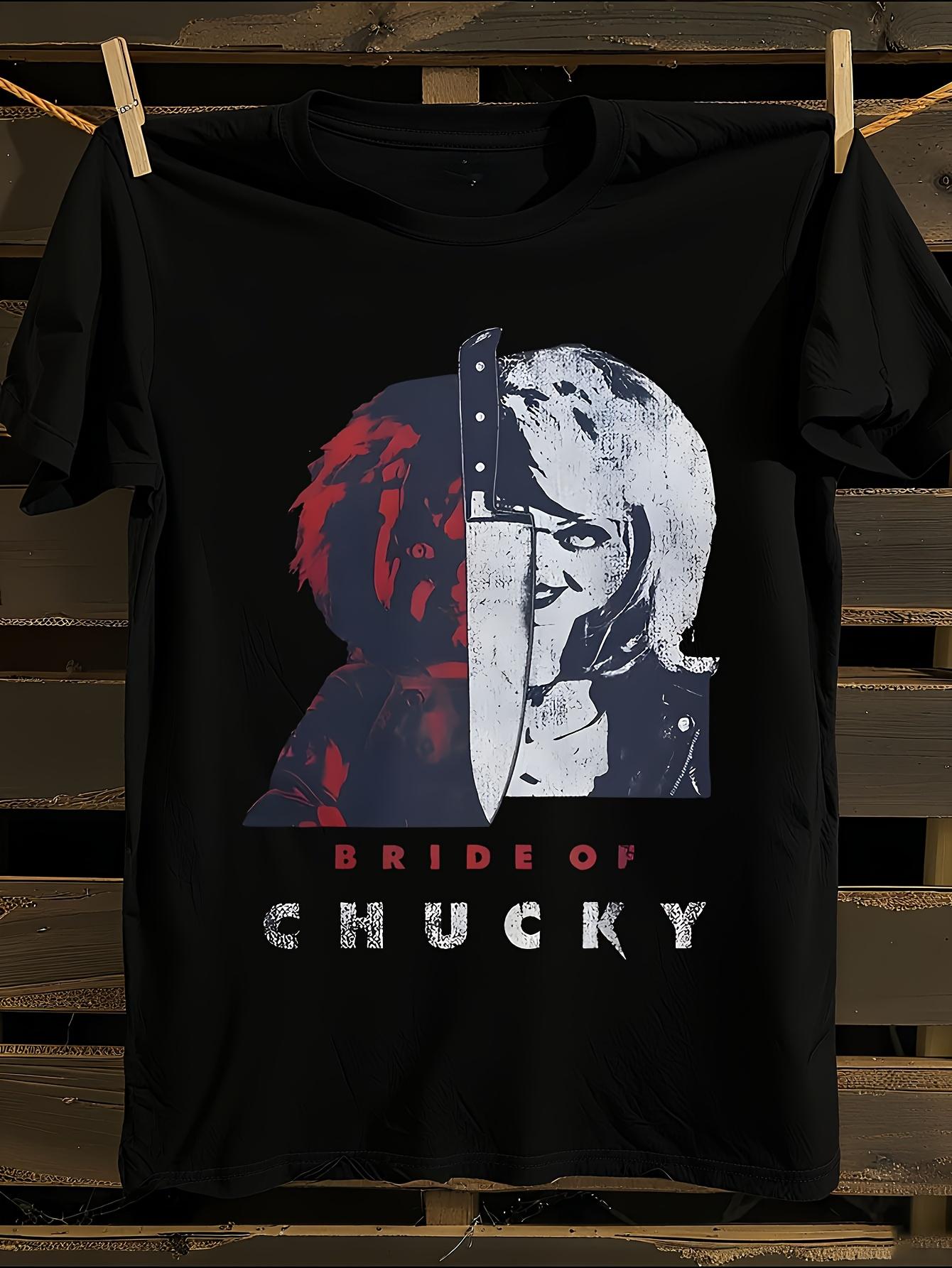 Chucky s Bride Horror Movie T-Shirt Mens Tshirt Womens Tshirts with Letters Print Short Sleeves T-Shirt Casual Street Tee Shirt Top S