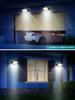 Lumină solară cu 106 LED, în aer liber, impermeabilă, cu senzor de mișcare, proiector, telecomandă, 3 moduri pentru curte, garaj, curte