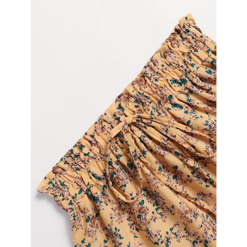 YYFS Lässige Röcke für Damen mit Blumenmuster und Frühlings-Sommer-Print