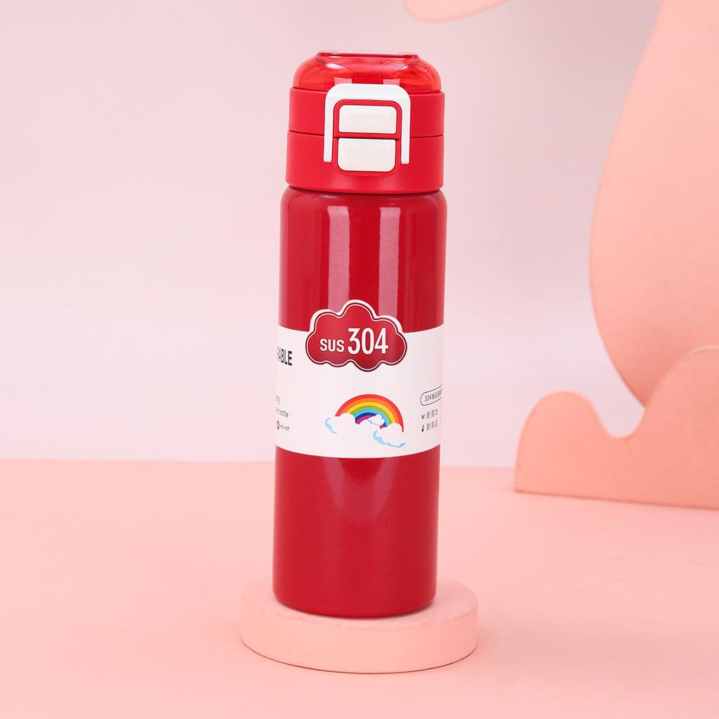 New Thermos Cup New Stainless Steel Male and Female Students Large Capacity Bouncing Cup Hand In Hand To Carry Double Drinking Cups