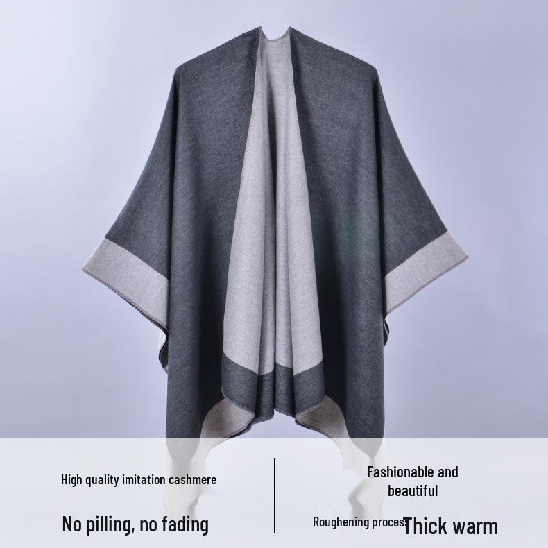 Women's Versatile Solid Color Spring Scarf Shawl - Imitation Cashmere Poncho for All Seasons