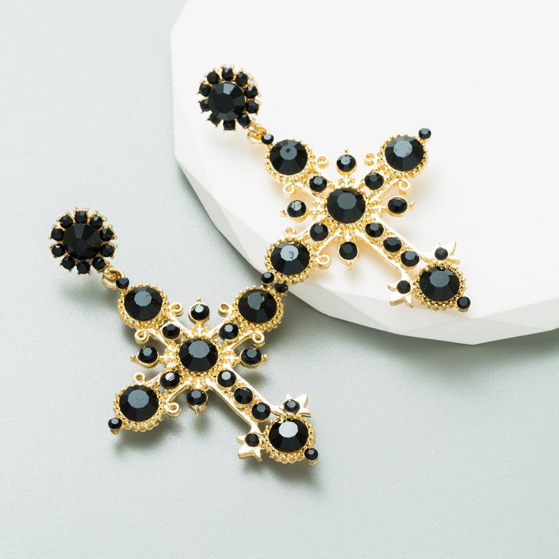 Women Long Drop Earrings Titanium Steel Alloy Pendant Earrings Acrylic Colorful Crystal Cross Geometric Ear Ornaments