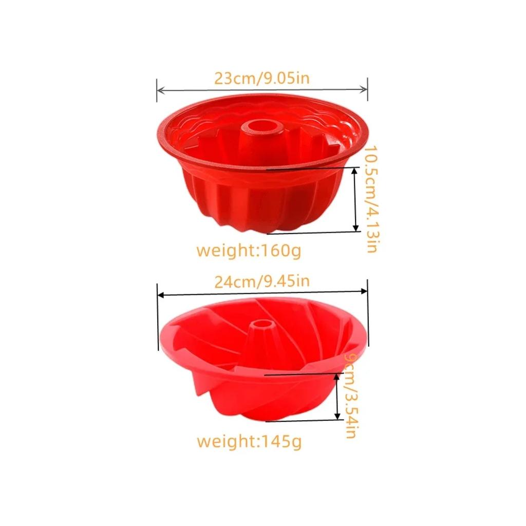 9 Inch Red Silicone Cake Mold Non Stick Bakeware Hollow Round for Mousse Chiffon Pudding Jelly Ice Cream Kitchen Tools Set